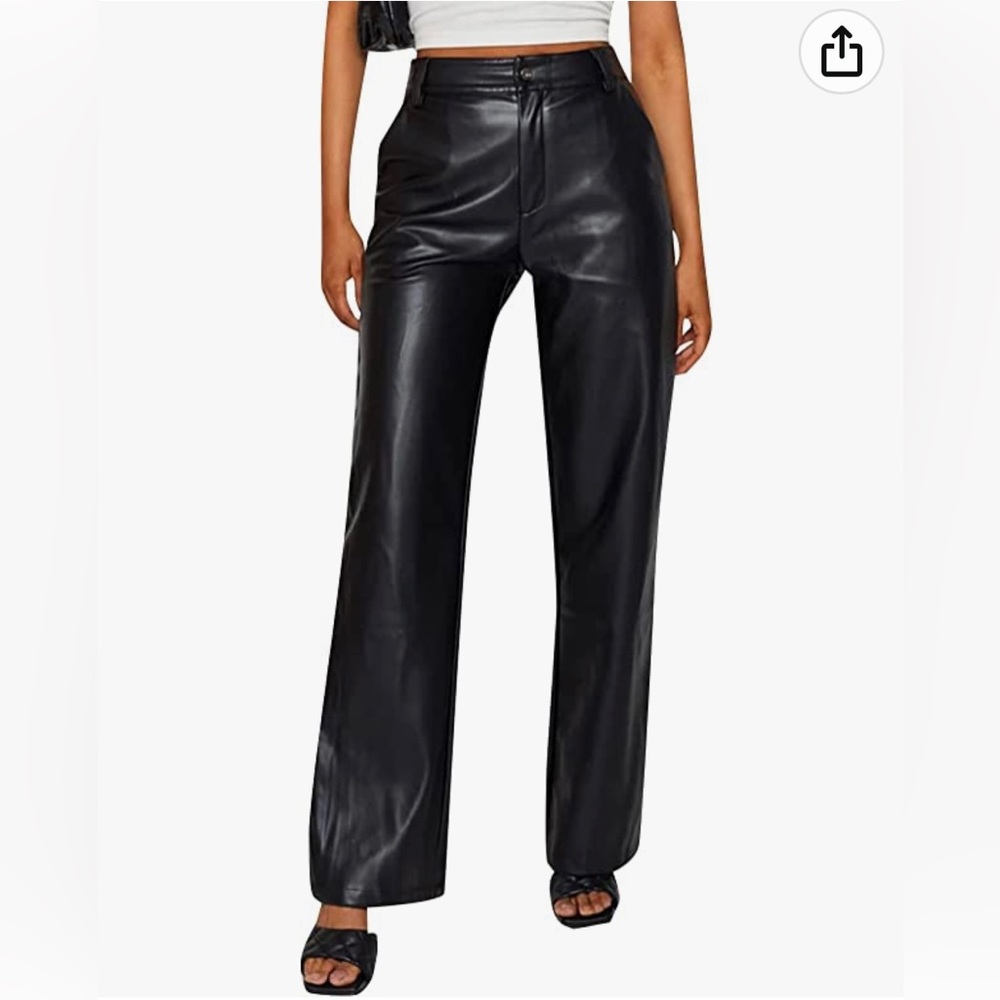 Black Faux Leather Pants (L)